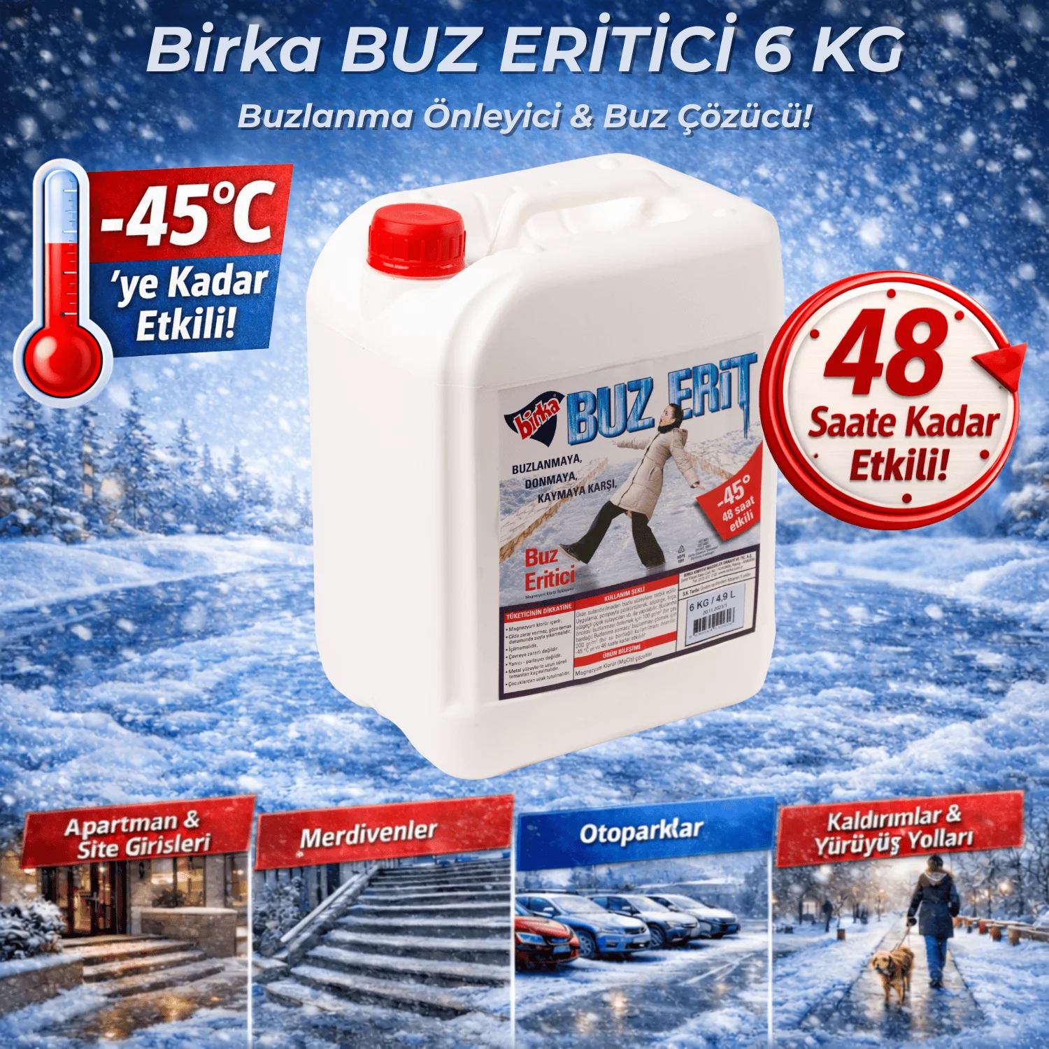 Birka Buz Eritici 6 Kg Buzlanma Önleyici ve Buz Çözücü