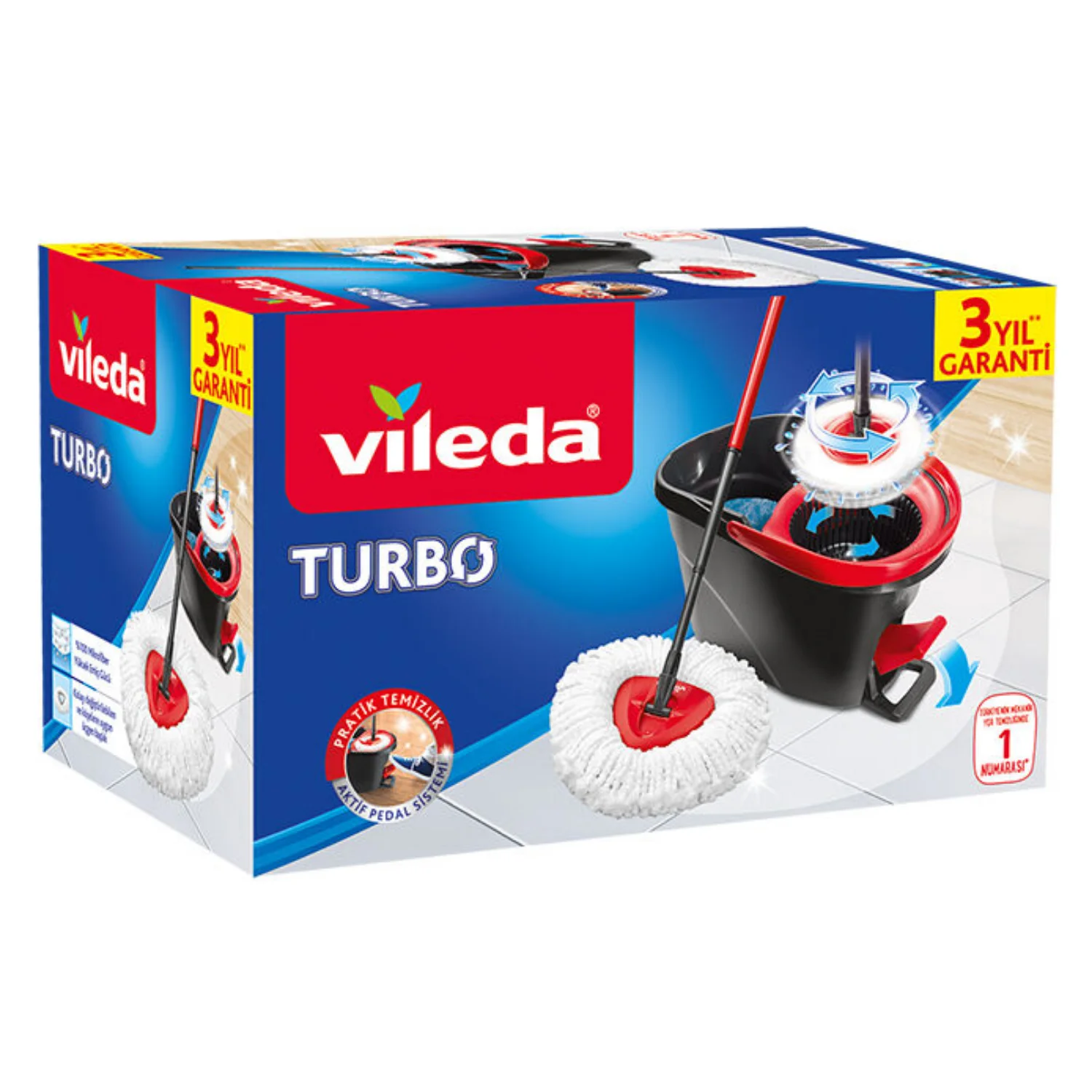 Vileda Turbo Pedallı Temizlik Seti Mikrofiber Paspas ve Teleskopik Sap